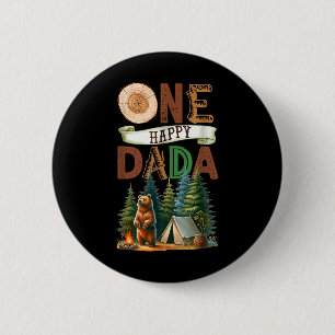 Eén gelukkige Dada-kampeerder Verjaardag Kamperen  Ronde Button 5,7 Cm