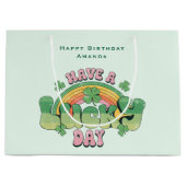 Een gelukkige dag Retro Typografie Verjaardag Groot Cadeauzakje (Voorkant)