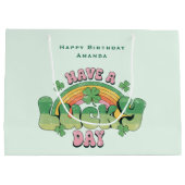 Een gelukkige dag Retro Typografie Verjaardag Groot Cadeauzakje (Achterkant)