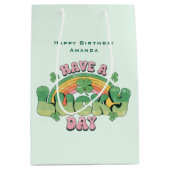 Een gelukkige dag Retro Typografie Verjaardag Medium Cadeauzakje (Voorkant)