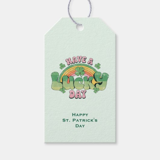 Een gelukkige dag typografie St. Patrick's Day Cadeaulabel (Voorkant)