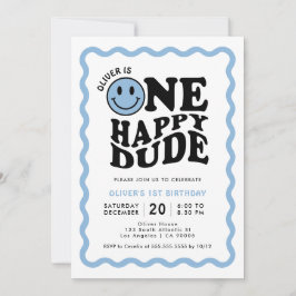 Een Gelukkige Dude Blauw Gelukkig Gezicht Jongen 1 Kaart