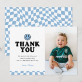 Een Gelukkige Dude Blauwe Gelukkige Foto Jongen 1e Bedankkaart (Voorkant / Achterkant)