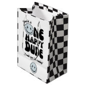 Een gelukkige Dude Blue Emoji-verjaardag Medium Cadeauzakje (Voorkant Gekanteld)