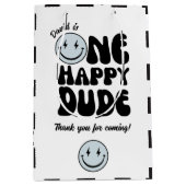 Een gelukkige Dude Blue Emoji-verjaardag Medium Cadeauzakje (Voorkant)
