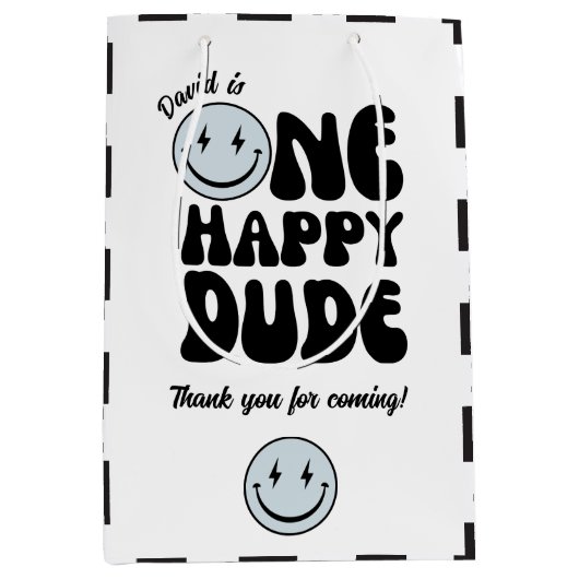 Een gelukkige Dude Blue Emoji-verjaardag Medium Cadeauzakje (Voorkant)