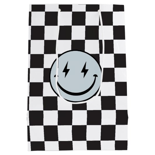 Een gelukkige Dude Blue Emoji-verjaardag Medium Cadeauzakje (Achterkant)