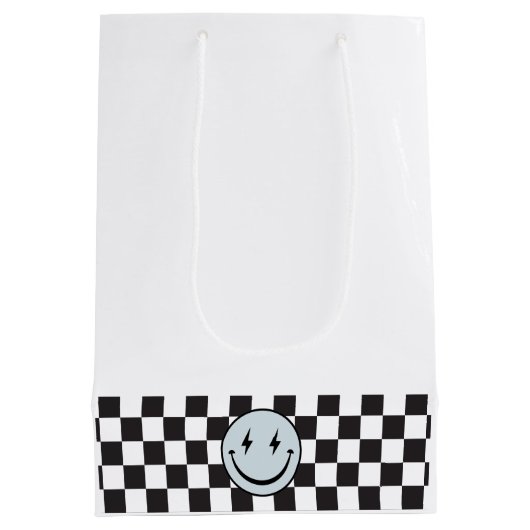 Een gelukkige Dude Blue Emoji-verjaardag Medium Cadeauzakje (Achterkant)