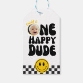 Een Gelukkige Dude Gelukkige Gezicht Jongen Foto 1 Cadeaulabel (Voorkant)