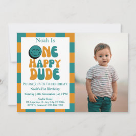 Een Gelukkige Dude Jongen 1e Verjaardag Foto Kaart