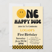 Een Gelukkige Dude Jongen 1e Verjaardag Uitnodigin Kaart (Voorkant)