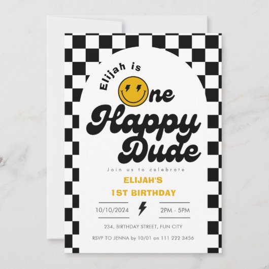 Een gelukkige Dude Rad Boy 1e verjaardag Kaart (Voorkant)