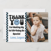 Een Gelukkige Dude Retro Jongen 1e Verjaardagsfees Bedankkaart (Voorkant)