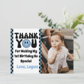 Een Gelukkige Dude Retro Jongen 1e Verjaardagsfees Bedankkaart (Staand voorkant)