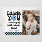 Een Gelukkige Dude Retro Jongen 1e Verjaardagsfees Bedankkaart (Voorkant)