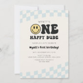 Een gelukkige Dude Smiley Checker 1e verjaardag Kaart (Voorkant)