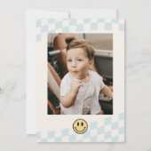 Een gelukkige Dude Smiley Checker 1e verjaardag Kaart (Achterkant)