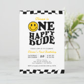 Een Gelukkige Dude Wavy Preppy Glimlach Jongen 1e  Kaart (Staand voorkant)