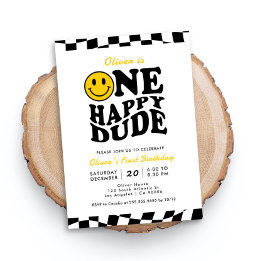 Een Gelukkige Dude Wavy Preppy Glimlach Jongen 1e  Kaart