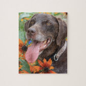 Een gelukkige Duitse Shorthaired Pointer met zonne Legpuzzel (Verticaal)