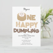 Eén gelukkige dumpling uitnodiging 1e Eerste verj (Staand voorkant)