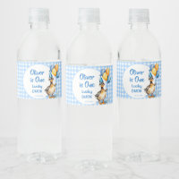 Een gelukkige eend blauwe gingham verjaardag gedru