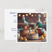 Een gelukkige eend, eend verjaardagsuitnodiging kaart (Voorkant / Achterkant)