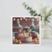 Een gelukkige eend, eend verjaardagsuitnodiging kaart (Staand voorkant)