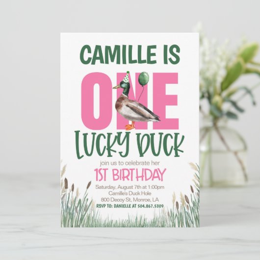 EEN gelukkige eend eerste verjaardag Kaart (Staand voorkant)