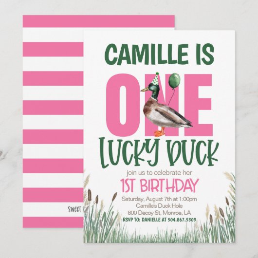 EEN gelukkige eend eerste verjaardag Kaart (Voorkant / Achterkant)