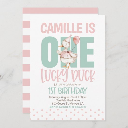 EEN gelukkige eend eerste verjaardag Kaart (Voorkant / Achterkant)