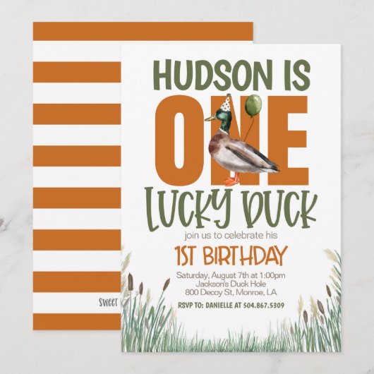 EEN gelukkige eend eerste verjaardag Kaart (Voorkant / Achterkant)