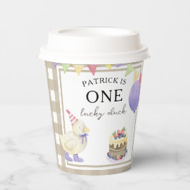 Een gelukkige eend eerste verjaardag papieren bekers