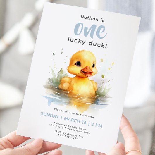 Een gelukkige eend eerste verjaardag uitnodiging