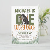 EEN gelukkige eend jacht eerste verjaardag Kaart (Staand voorkant)