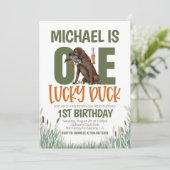 EEN gelukkige eend jacht eerste verjaardag Kaart (Staand voorkant)
