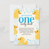Een gelukkige eend jongen eerste verjaardag dank u bedankkaart (Voorkant)