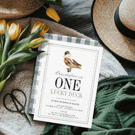 Een gelukkige eend klassieke jongen 1e verjaardag kaart