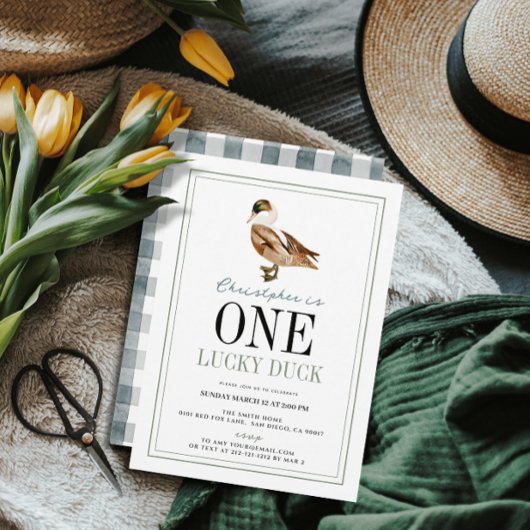 Een gelukkige eend klassieke jongen 1e verjaardag kaart