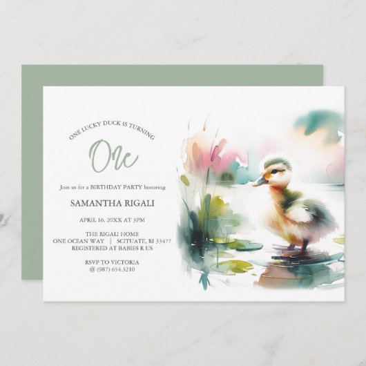 Een gelukkige eend verjaardag uitnodigingen voor k (Voorkant / Achterkant)