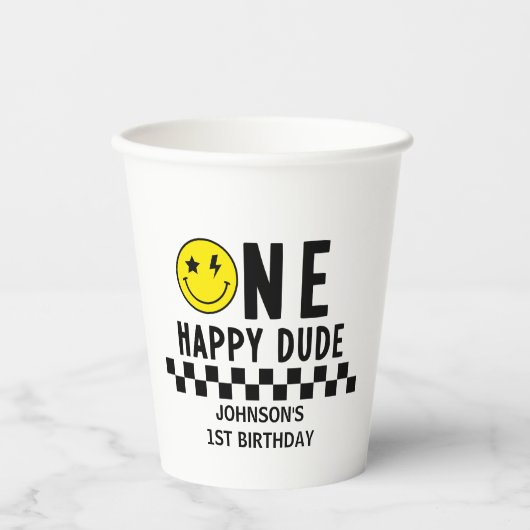 Een gelukkige Eerste verjaardag van de Kerel Papieren Bekers (Voorkant)