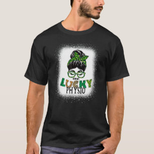 Een gelukkige fysio gebleekt Messy Bun St Patricks T-shirt