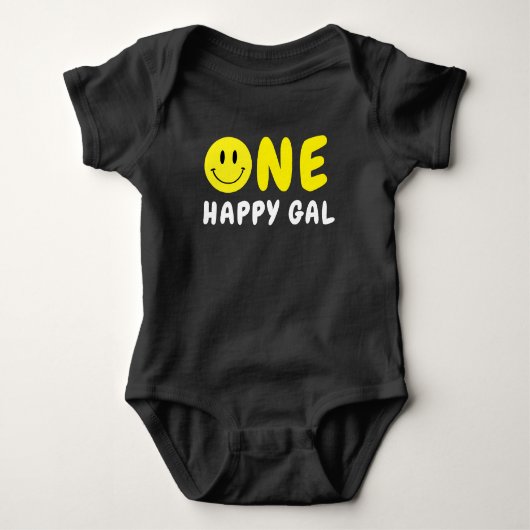 Een Gelukkige Gal 1e Verjaardag Gele Smiley Romper (Voorkant)