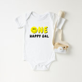 Een Gelukkige Gal 1e Verjaardag Gele Smiley Romper