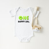 Een gelukkige Gal 1e verjaardag Groene Glimlach Romper