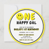 Een Gelukkige Gal 1e Verjaardag Smiley Gezicht Kaart (Voorkant)