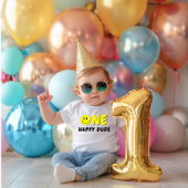 Een Gelukkige Gast 1e Verjaardag Gele Smiley Romper