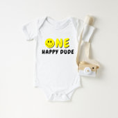 Een Gelukkige Gast 1e Verjaardag Gele Smiley Romper