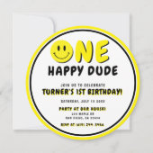 Een Gelukkige Gast 1e Verjaardag Smiley Gezicht Kaart (Voorkant)