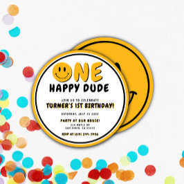 Een Gelukkige Gast 1e Verjaardag Smiley Gezicht Kaart